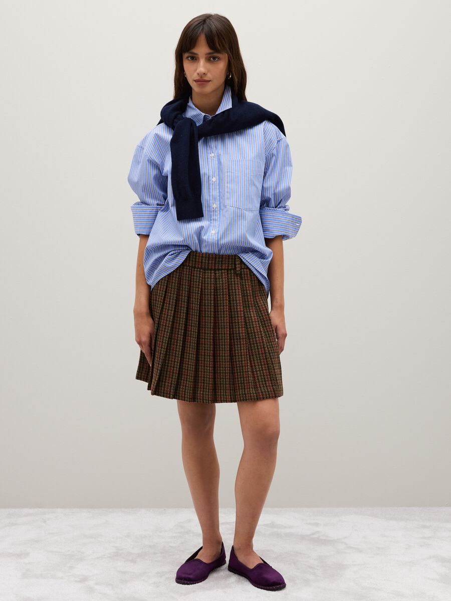 Brown wool-blend pleated skirt_0
