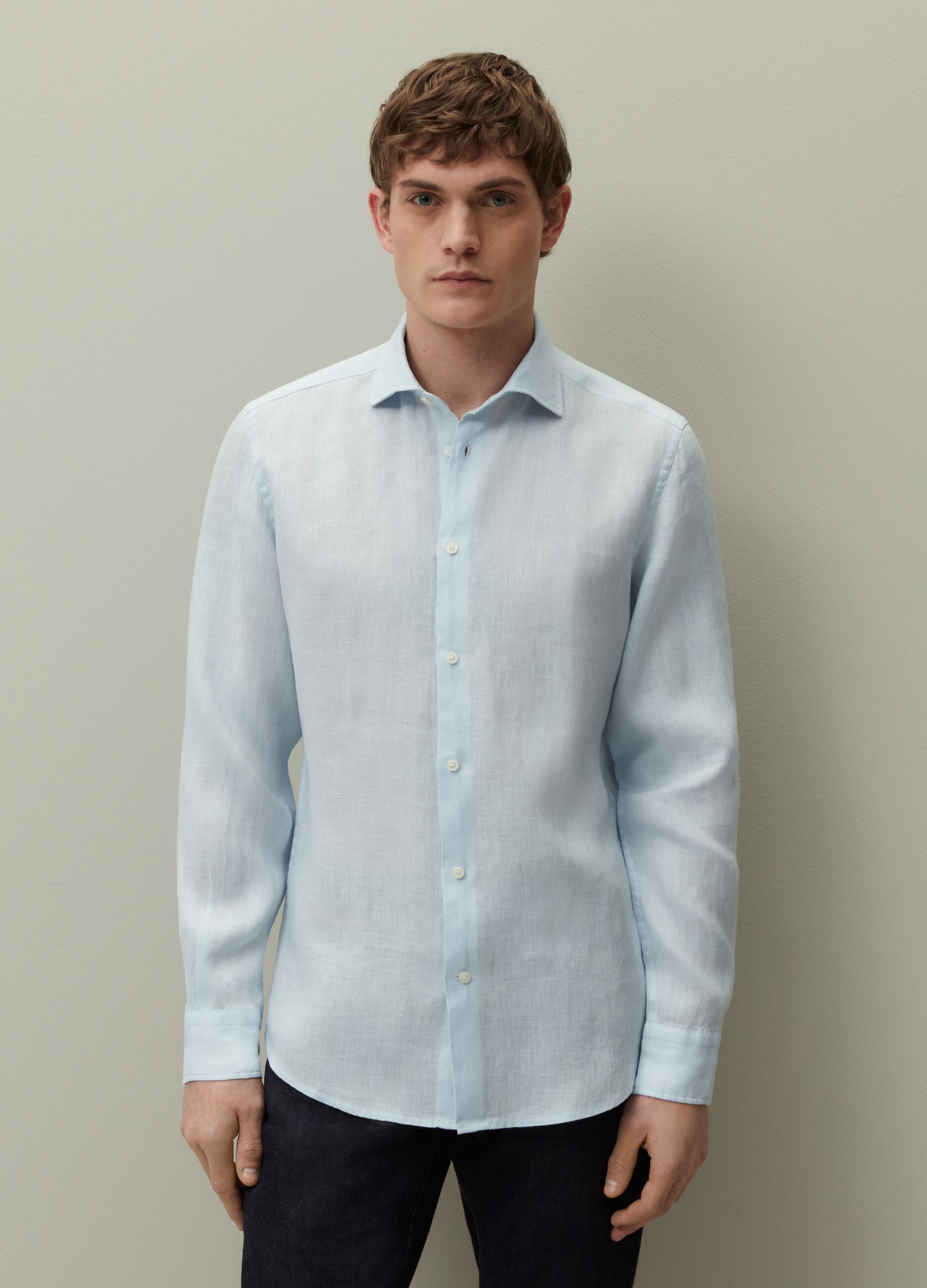Camicia slim fit in lino_1