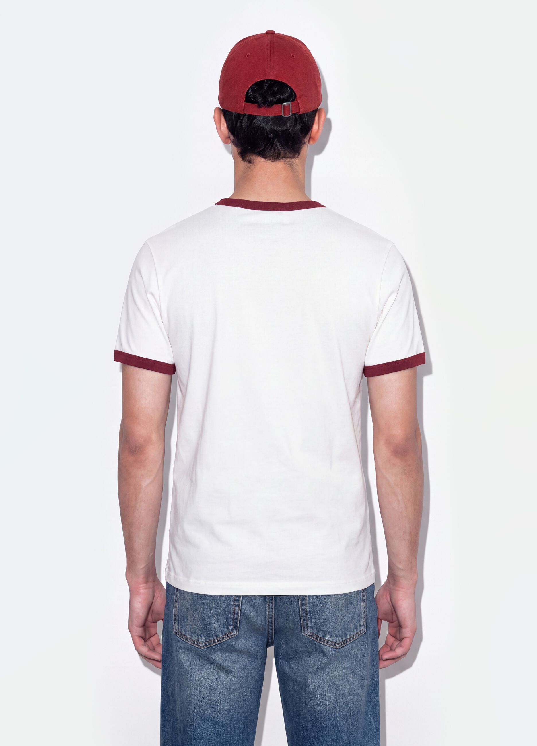 White crew-neck fitted T-shirt in pure cotton