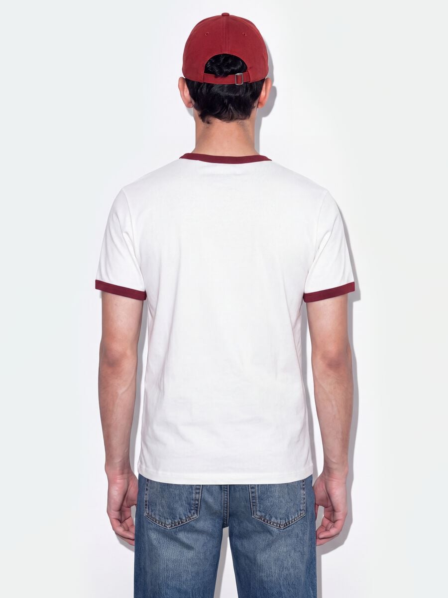 T-shirt bianca in puro cotone con girocollo fitted_2