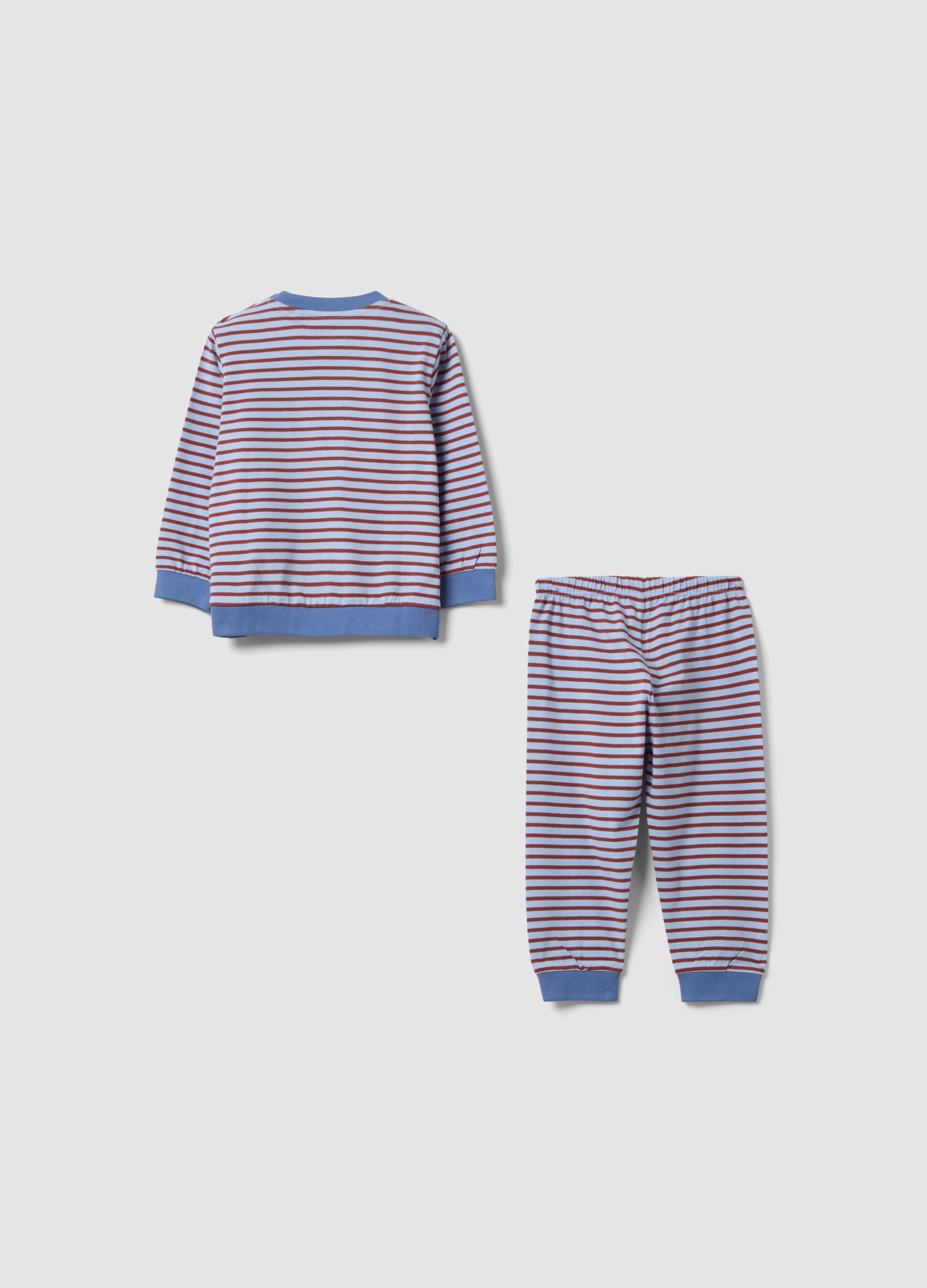 Multicolour striped organic cotton pyjamas with embroidered lettering