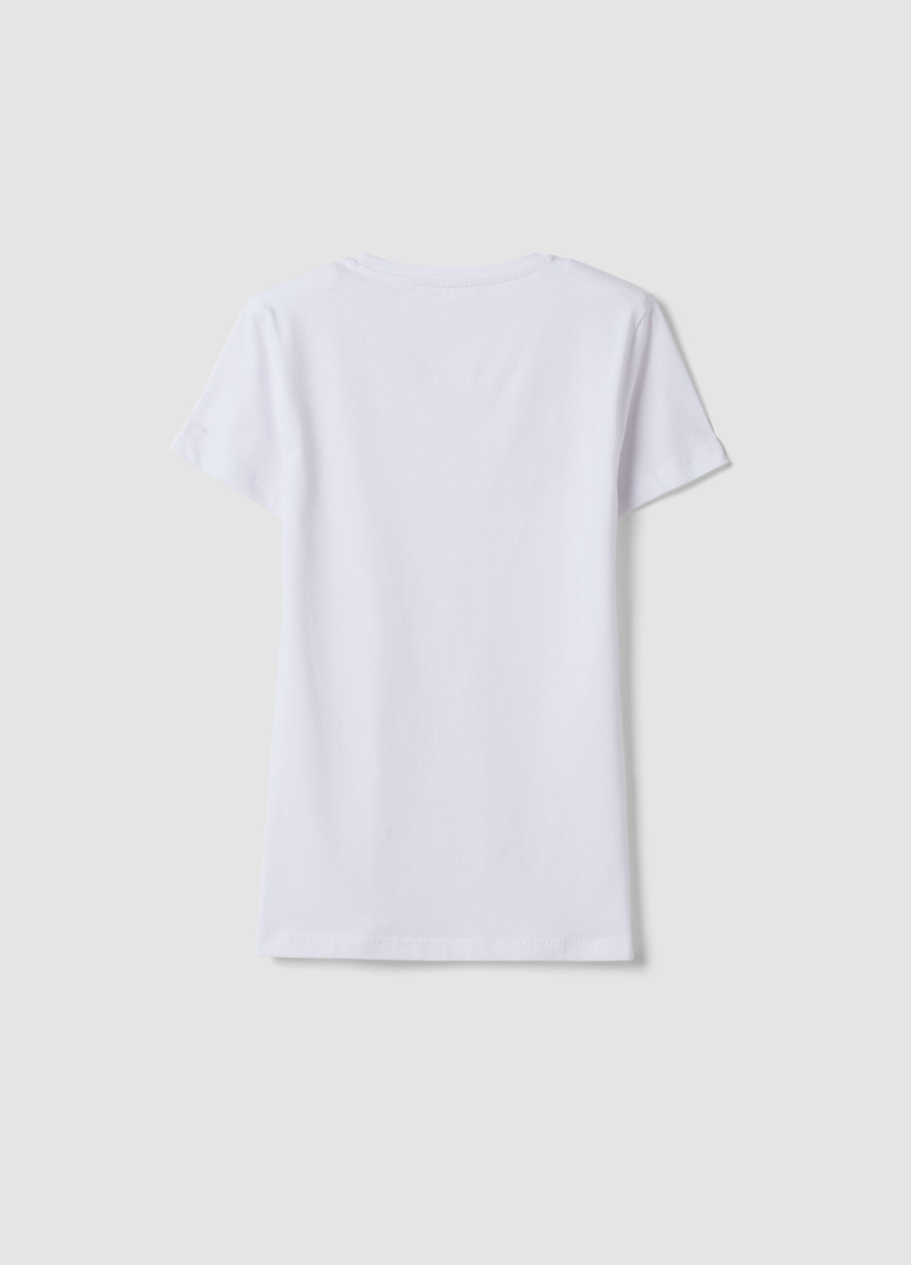 White organic stretch cotton crew-neck T-shirt
