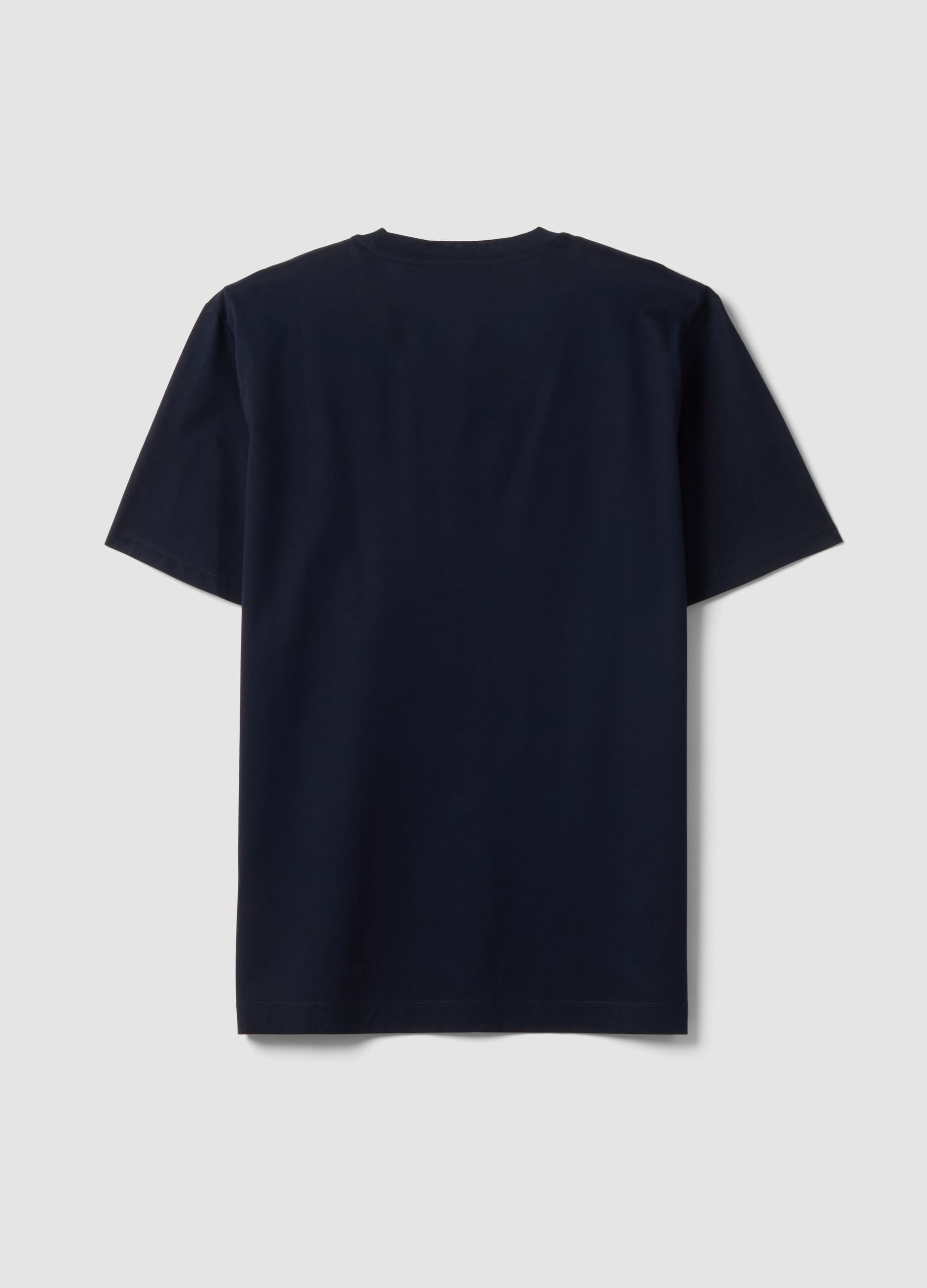T-shirt blu in jersey di puro cotone con girocollo relaxed fit