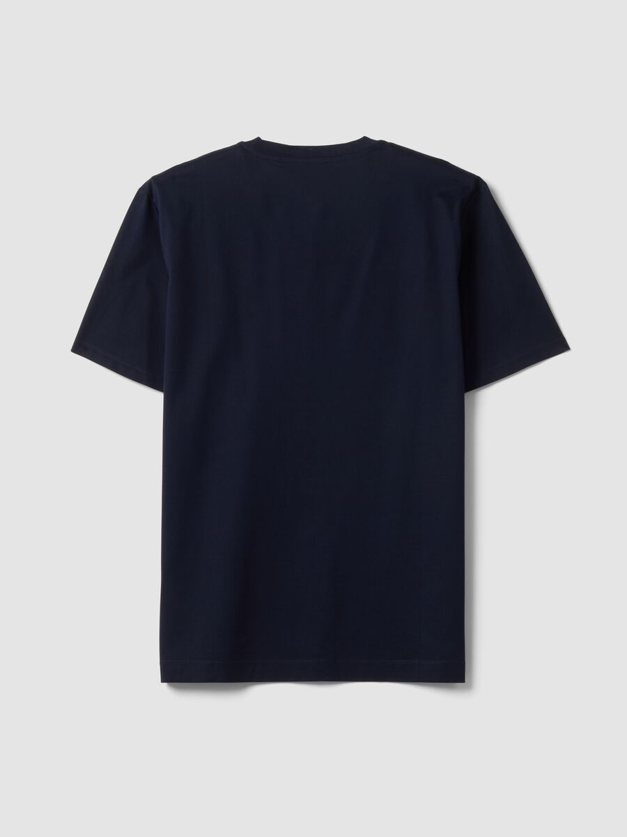 T-shirt blu in jersey di puro cotone con girocollo relaxed fit_2