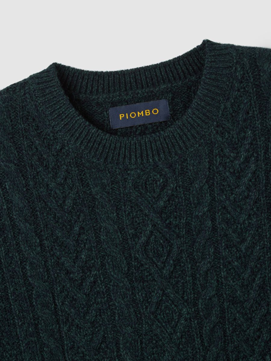 Blue crew neck jumper with regular fit jacquard pattern_5