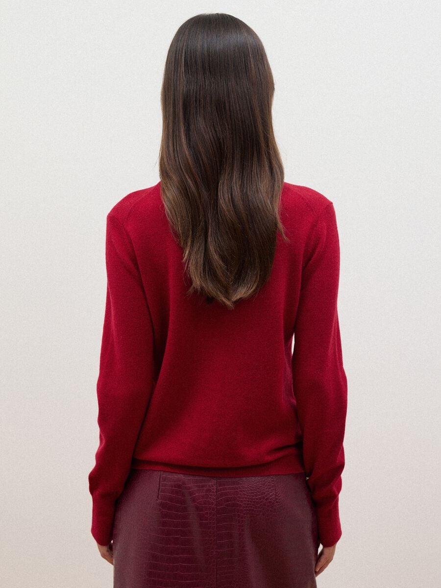 Maglia rossa in pura lana con dolcevita regular fit_3
