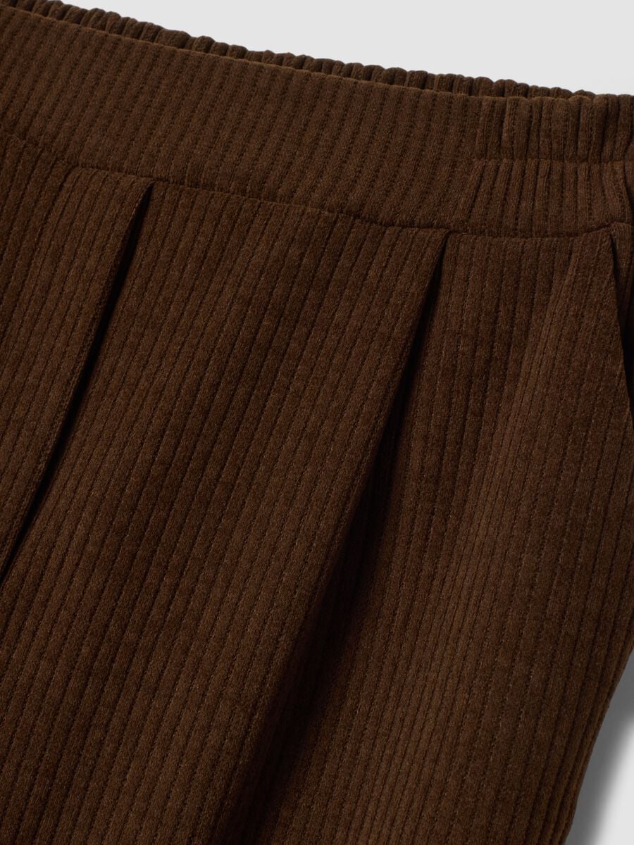 Brown ribbed stretch-fabric trousers, regular fit_1