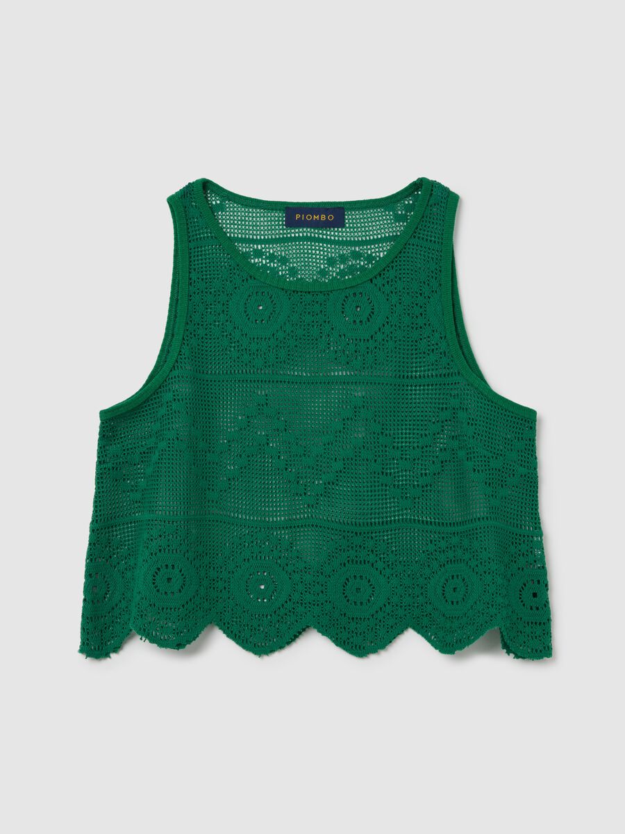 Green Artistic Cotton Blend Tank Top_4