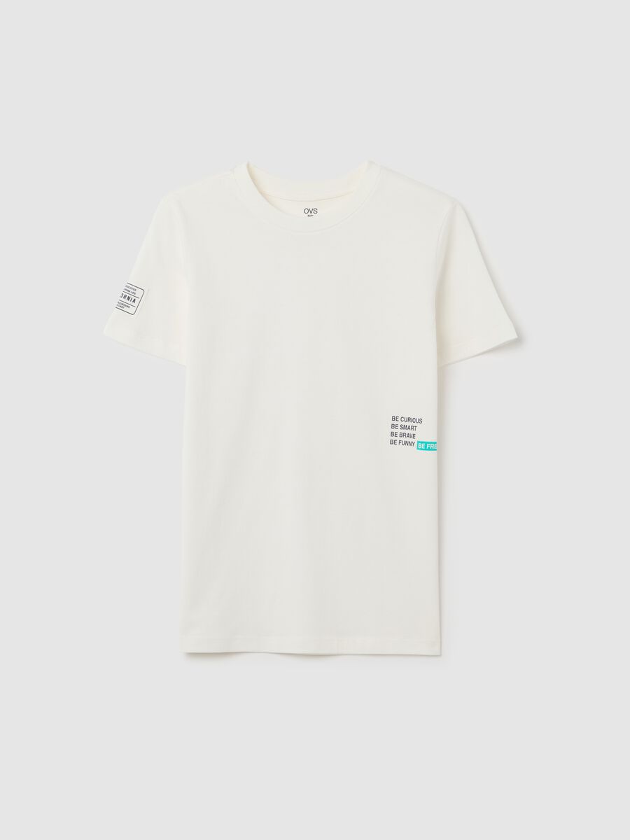 T-shirt da ragazzo in puro cotone bianca regular fit_3