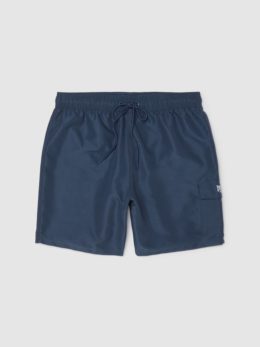 Blue swimming trunks with logo print_4