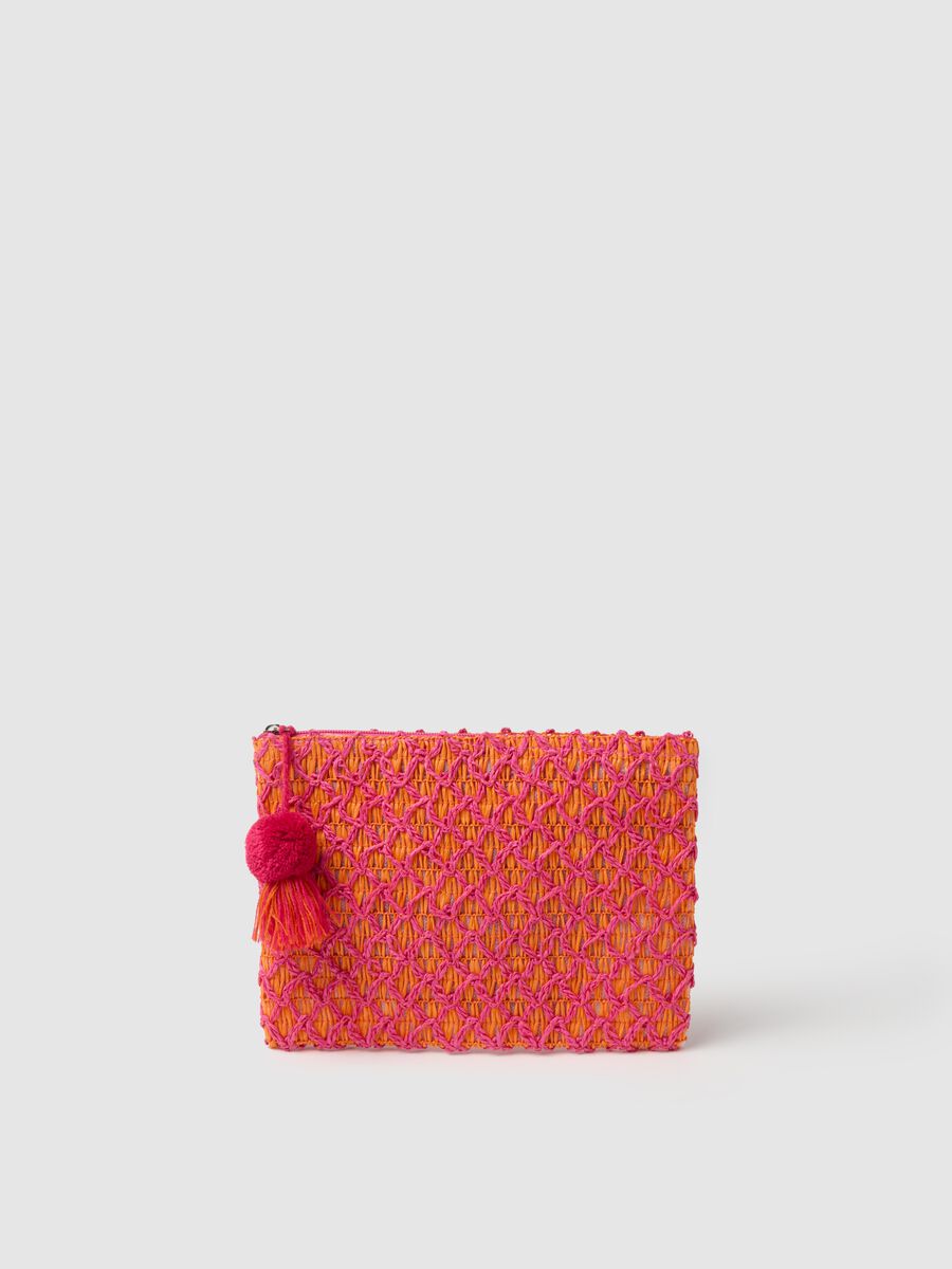 Pochette intrecciata arancione e fucsia_0