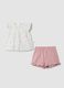 White and pink pure cotton baby girl set, regular fit_0
