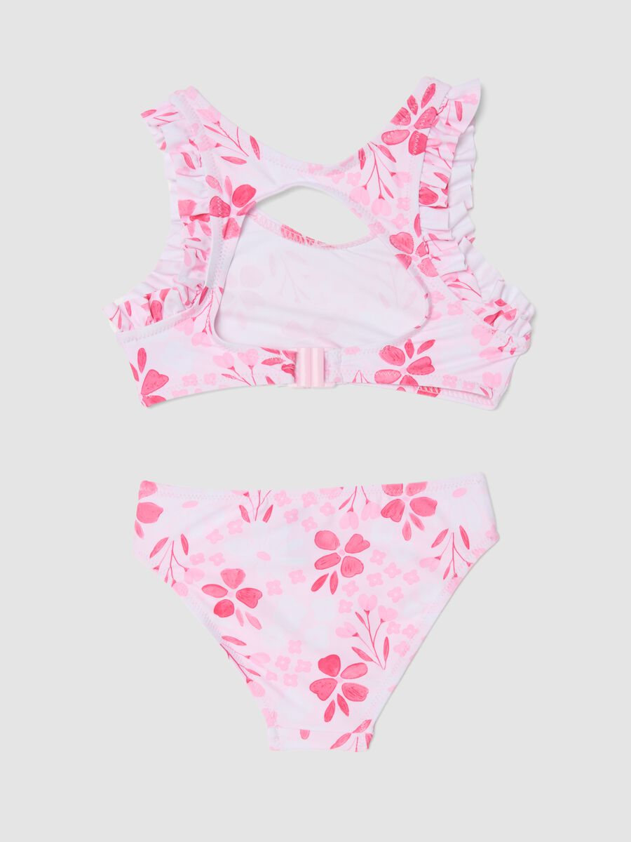 Bikini rosa in tessuto elasticizzato con volant_1