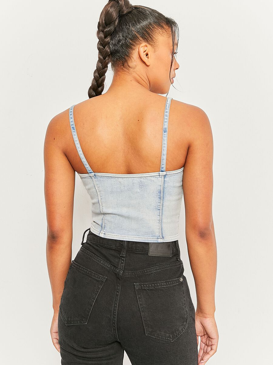 Crop corset top in denim with zip_2