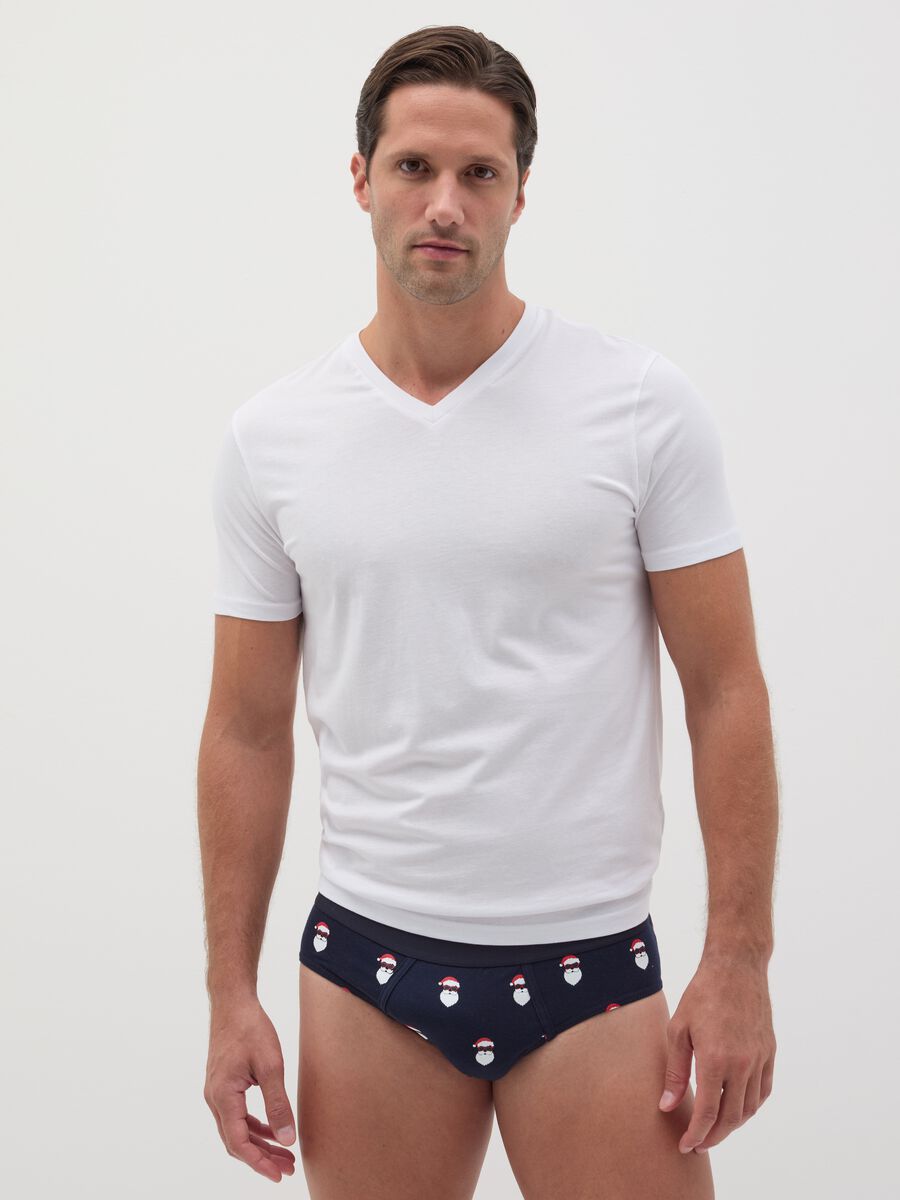 Stretch organic cotton briefs with all-over print_0