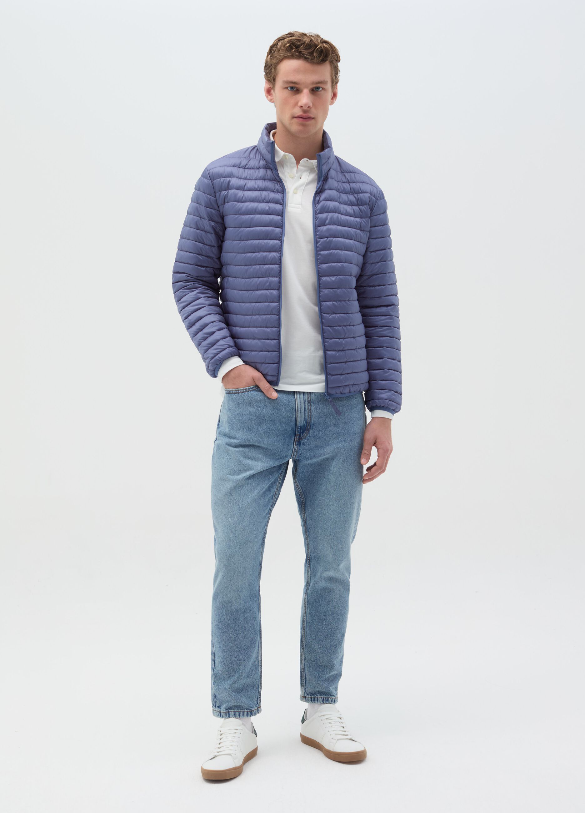 Full-zip ultralight quilted down jacket