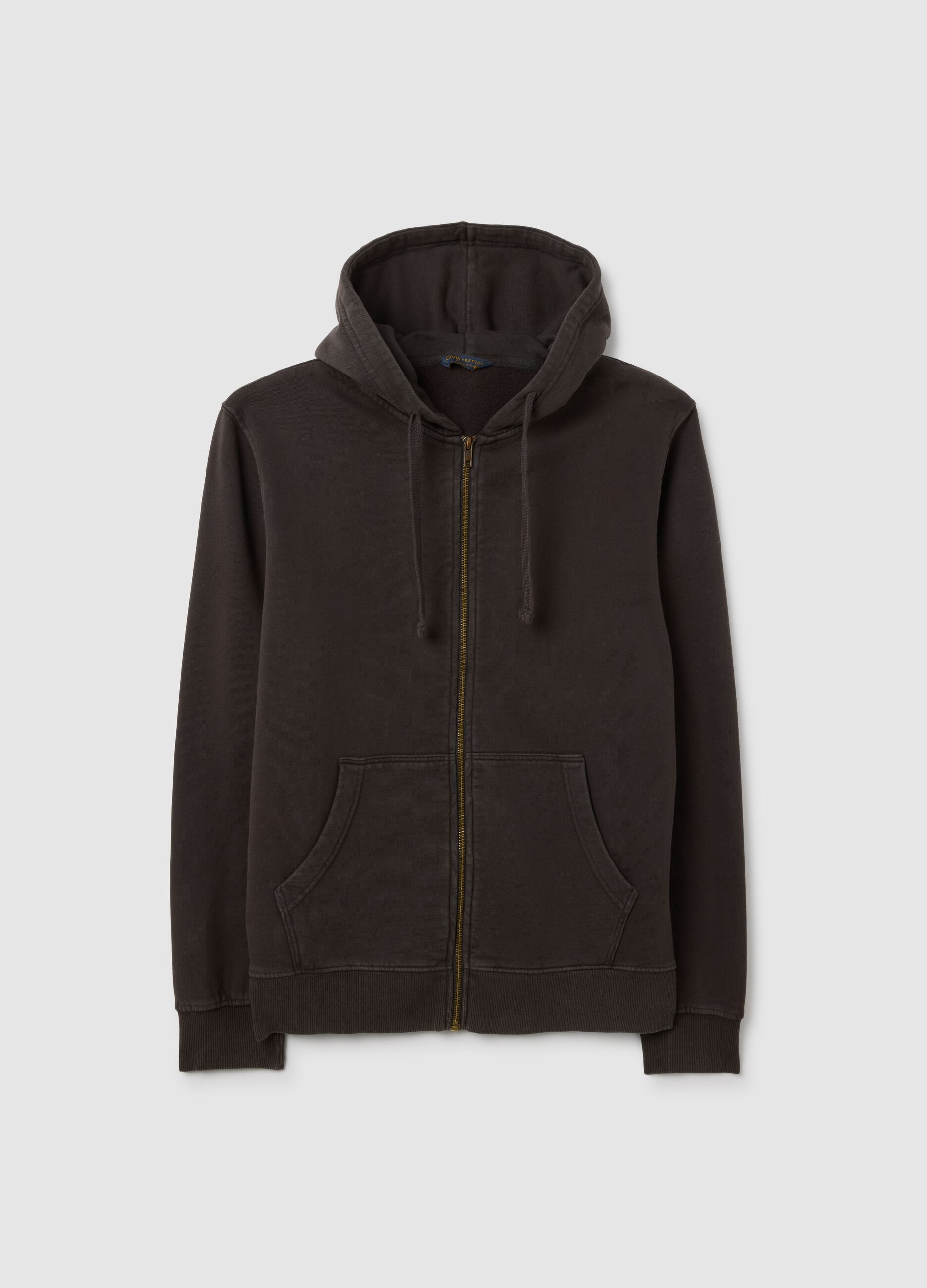 Felpa marrone con cappuccio e zip