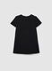 Black regular fit girl's dress with short sleeves and crew neck_1