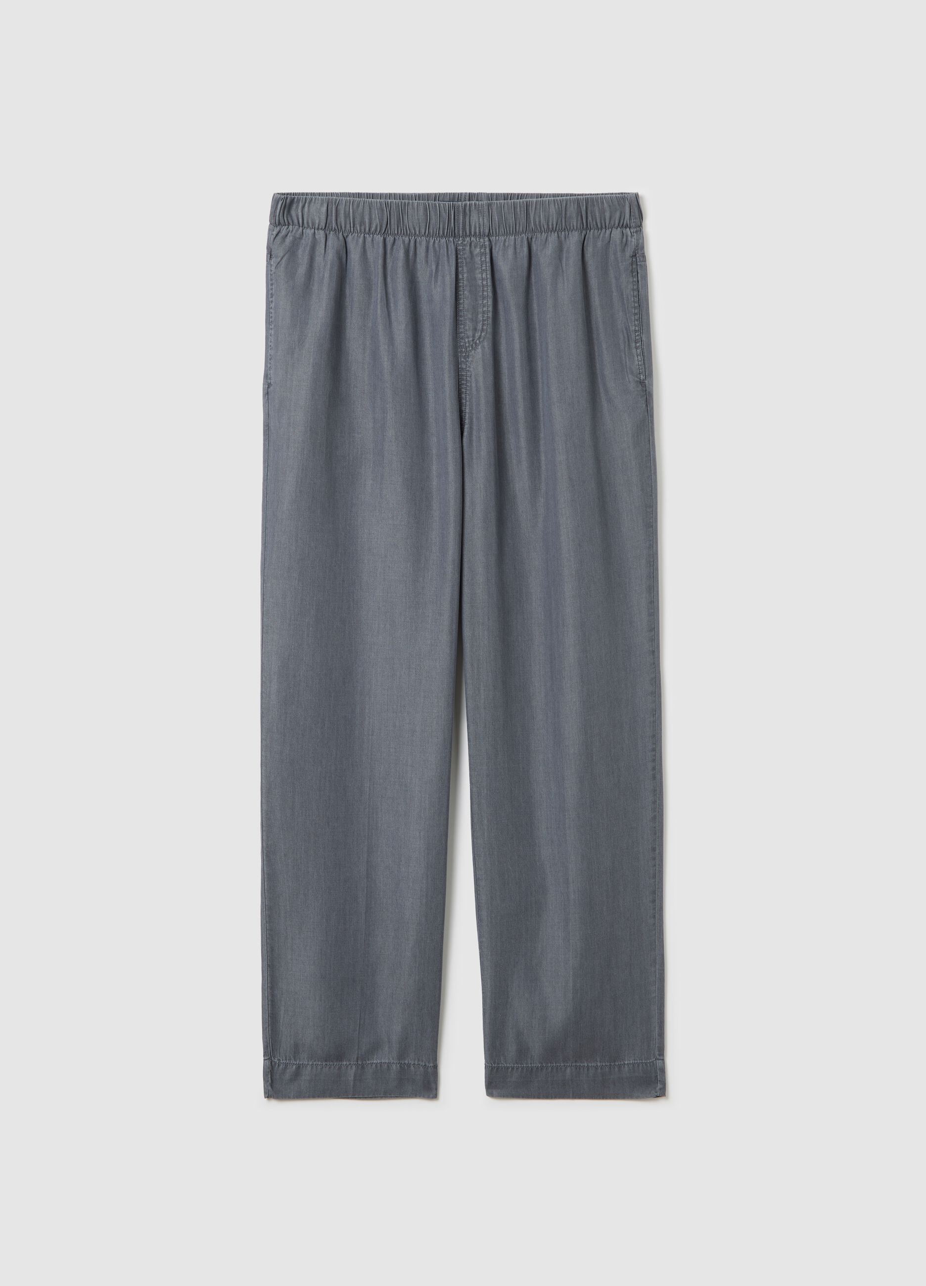 Curvy grey jogger trousers with denim effect