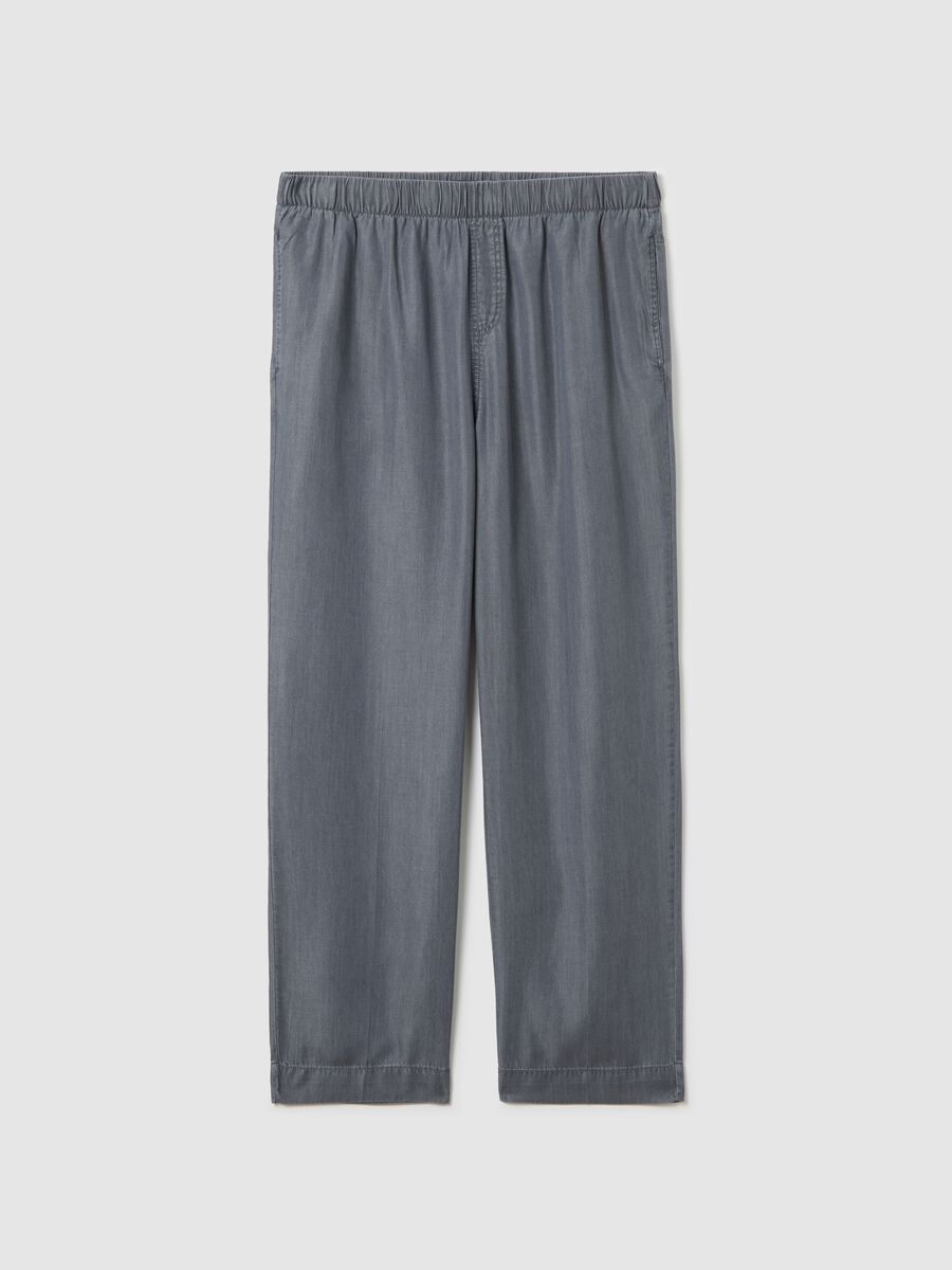 Curvy grey jogger trousers with denim effect_4