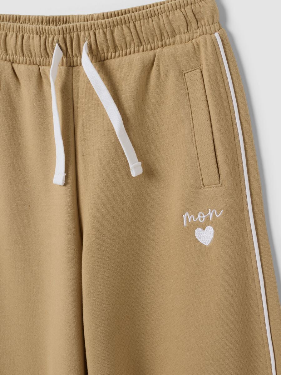 Pantaloni beige wide leg in puro cotone per ragazza_2