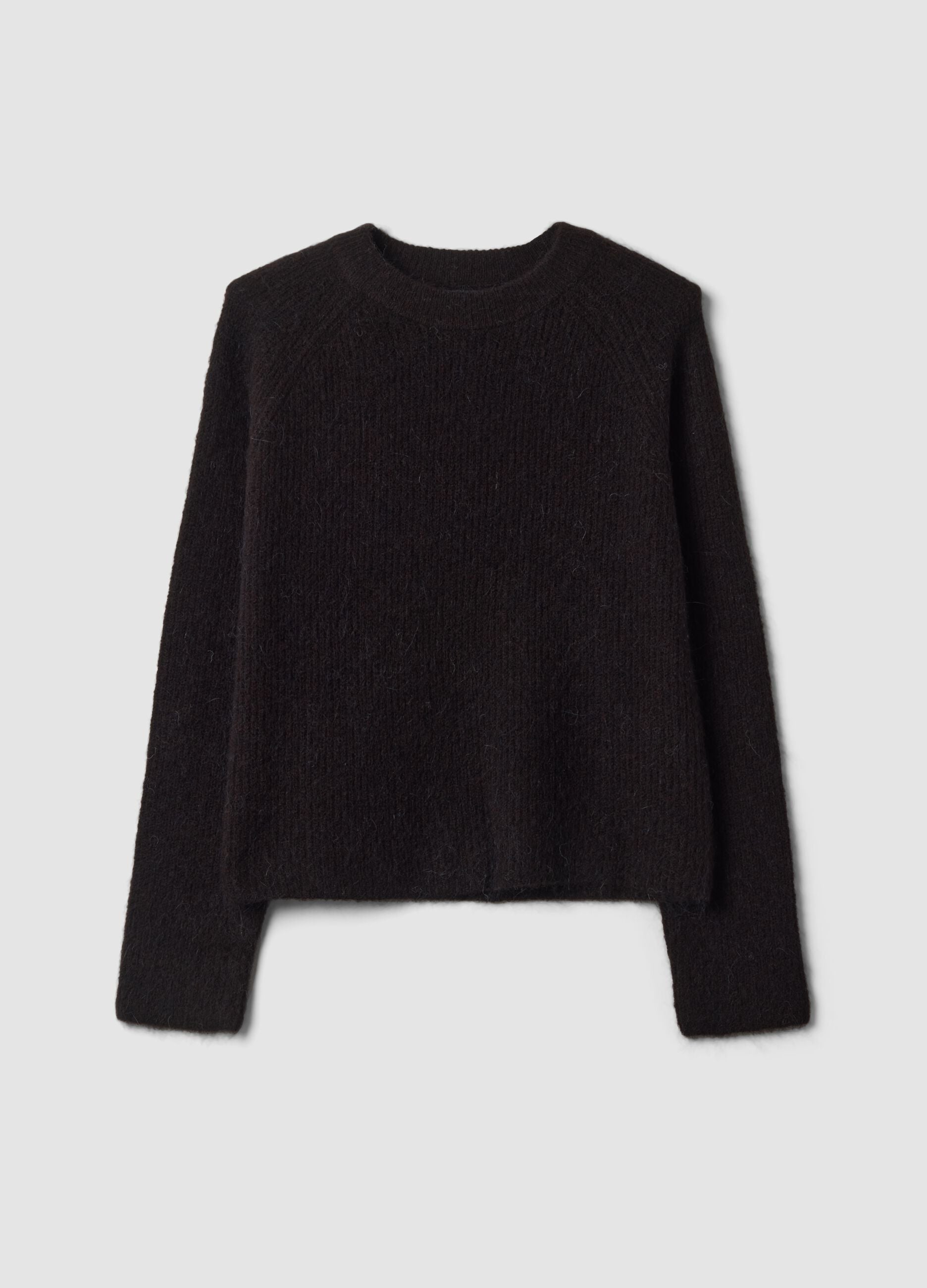 Brown crew-neck wool and alpaca-blend jumper, regular fit