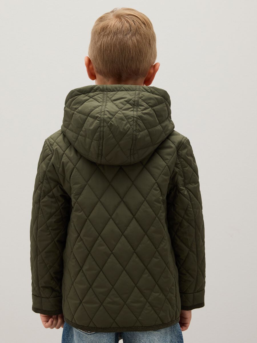 Boys' padded jacket in mixed green fabric regular fit_2