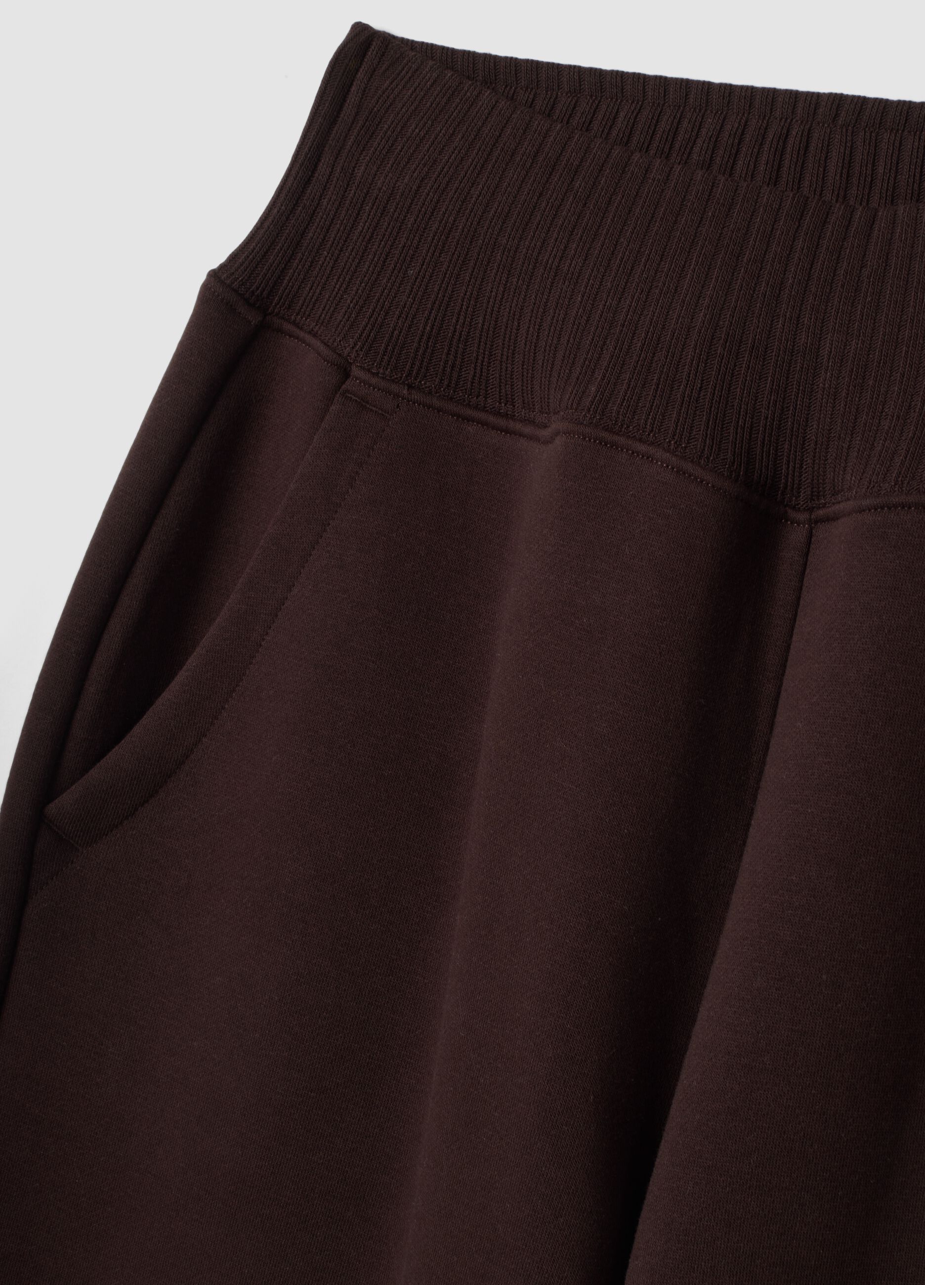 Brown fleece cotton-blend straight-fit trousers