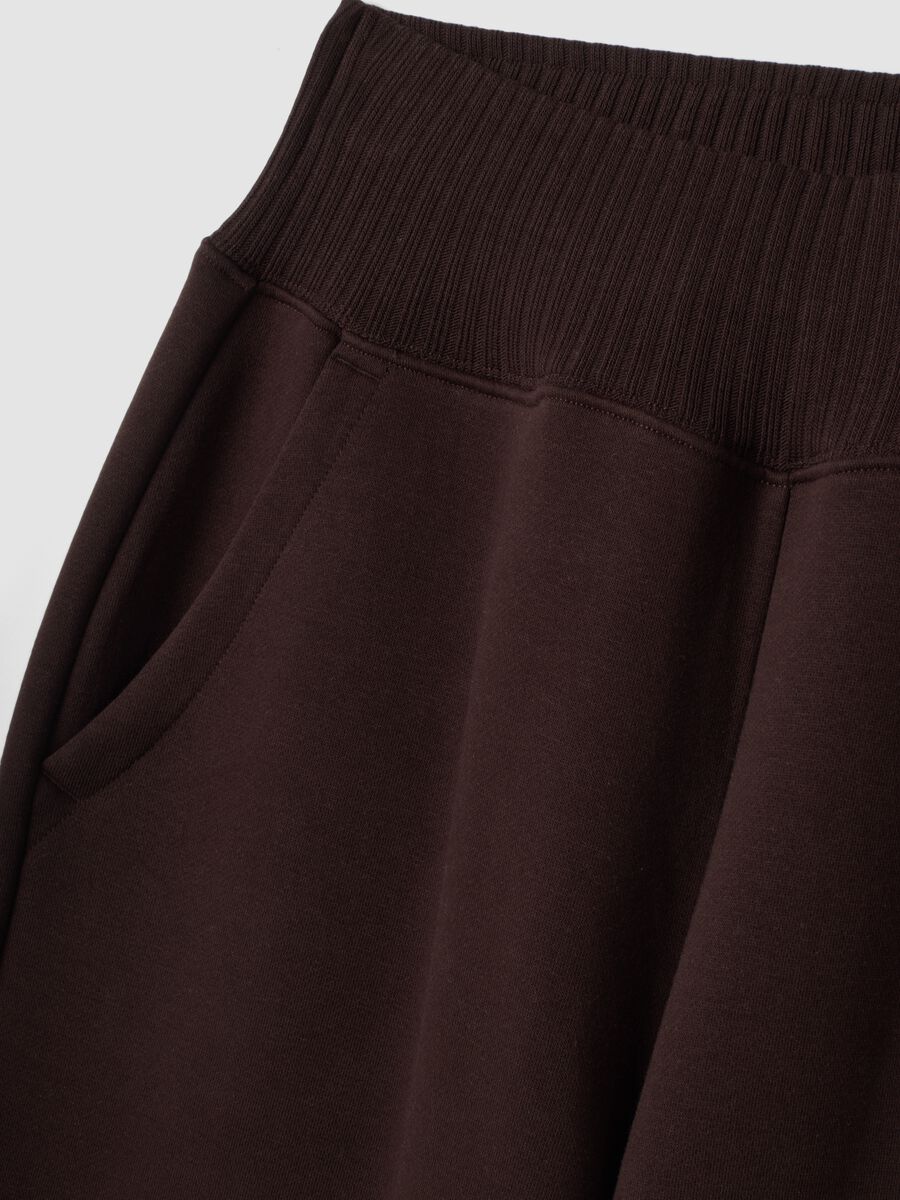 Pantaloni marroni in misto cotone fleece straight fit_1