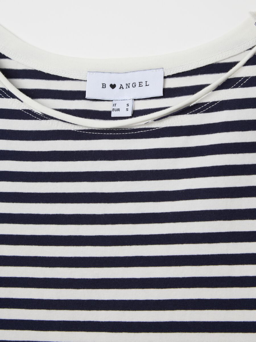 Blue and white striped stretch cotton T-shirt_5