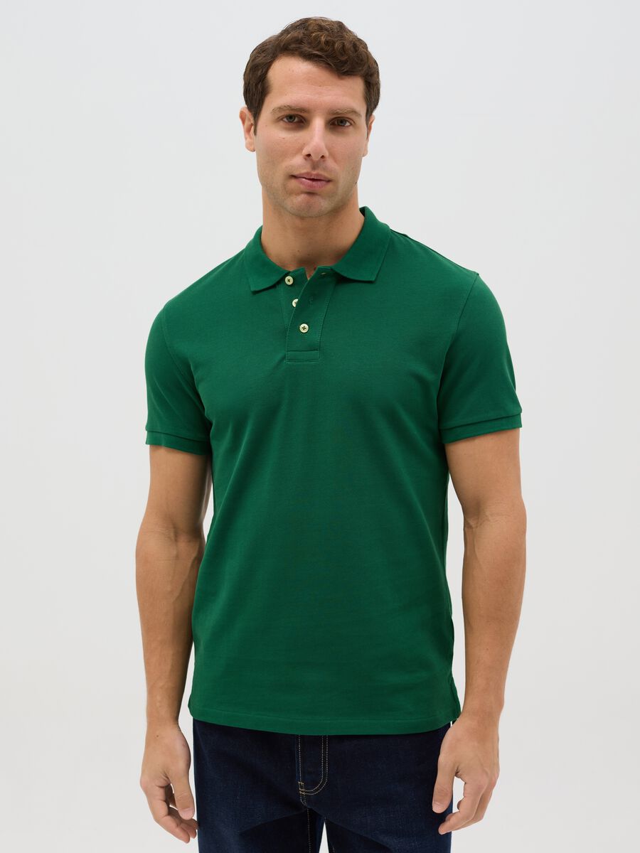 Green short sleeve cotton polo_0