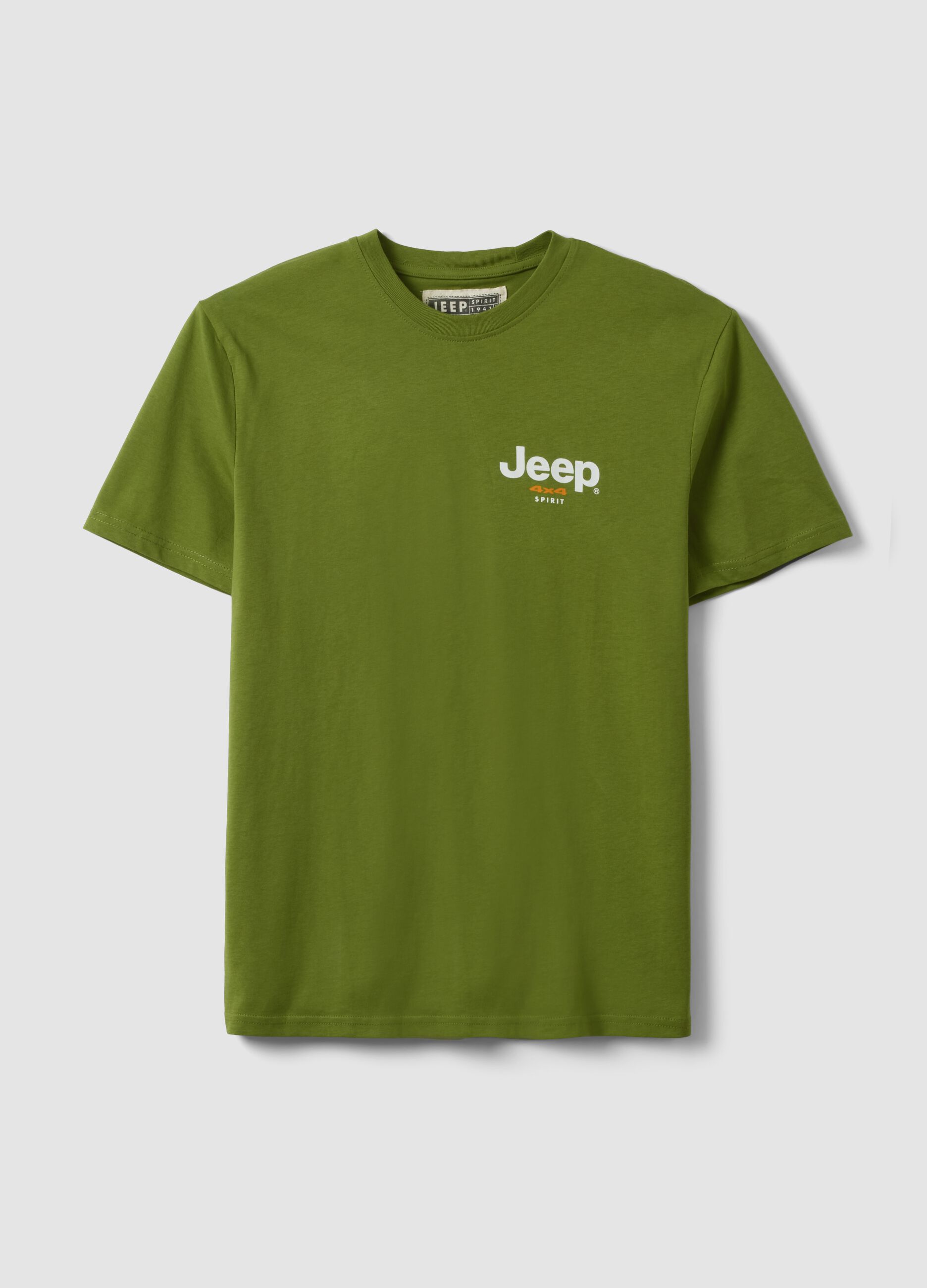 Green pure cotton regular fit T-shirt with print