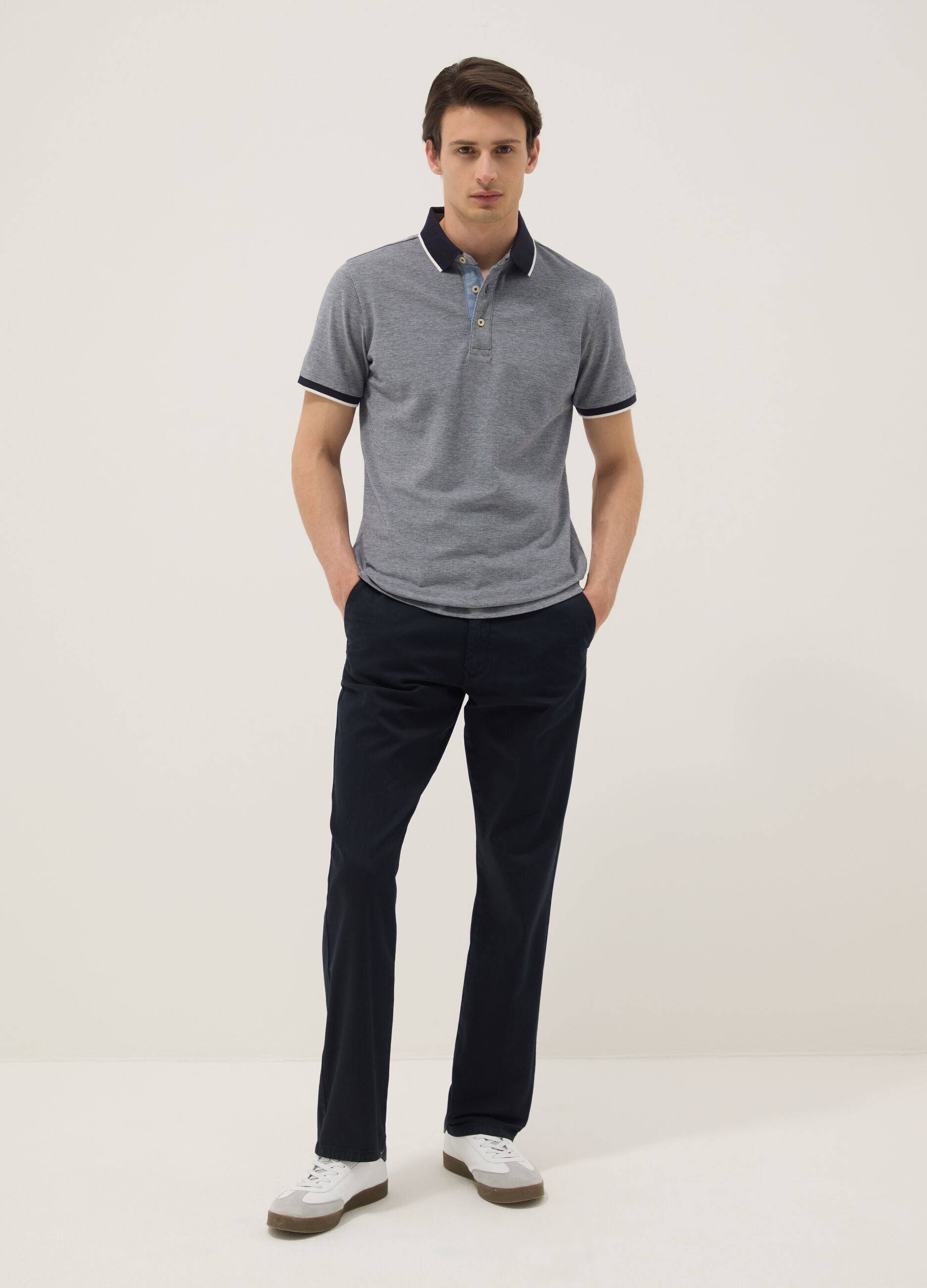 Blue regular-fit stretch cotton chino trousers