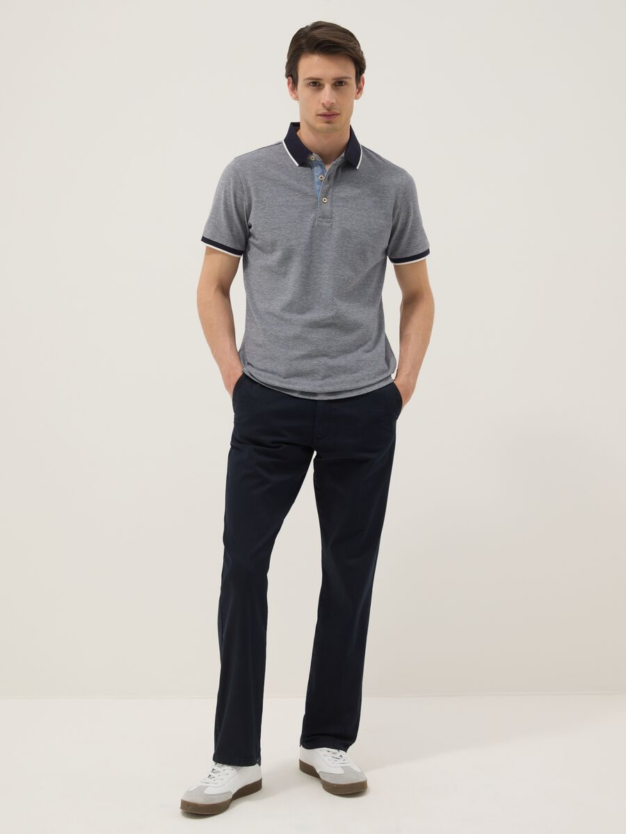 Blue regular-fit stretch cotton chino trousers_0