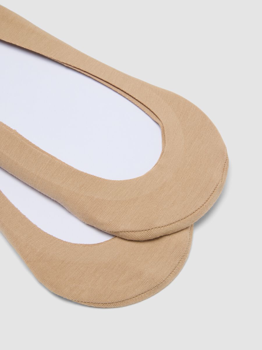 2-pack beige invisible socks in stretchy cotton blend_1