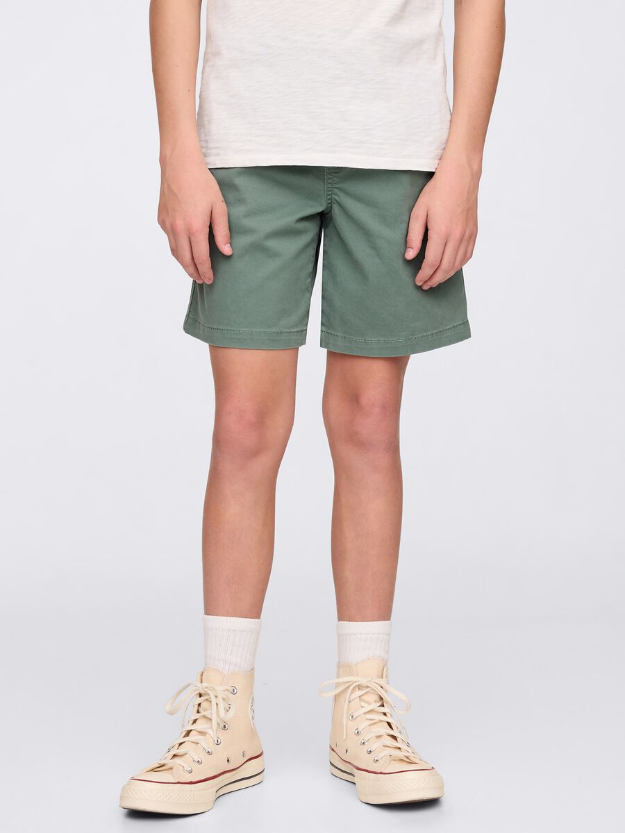 Green shorts in stretch cotton_1
