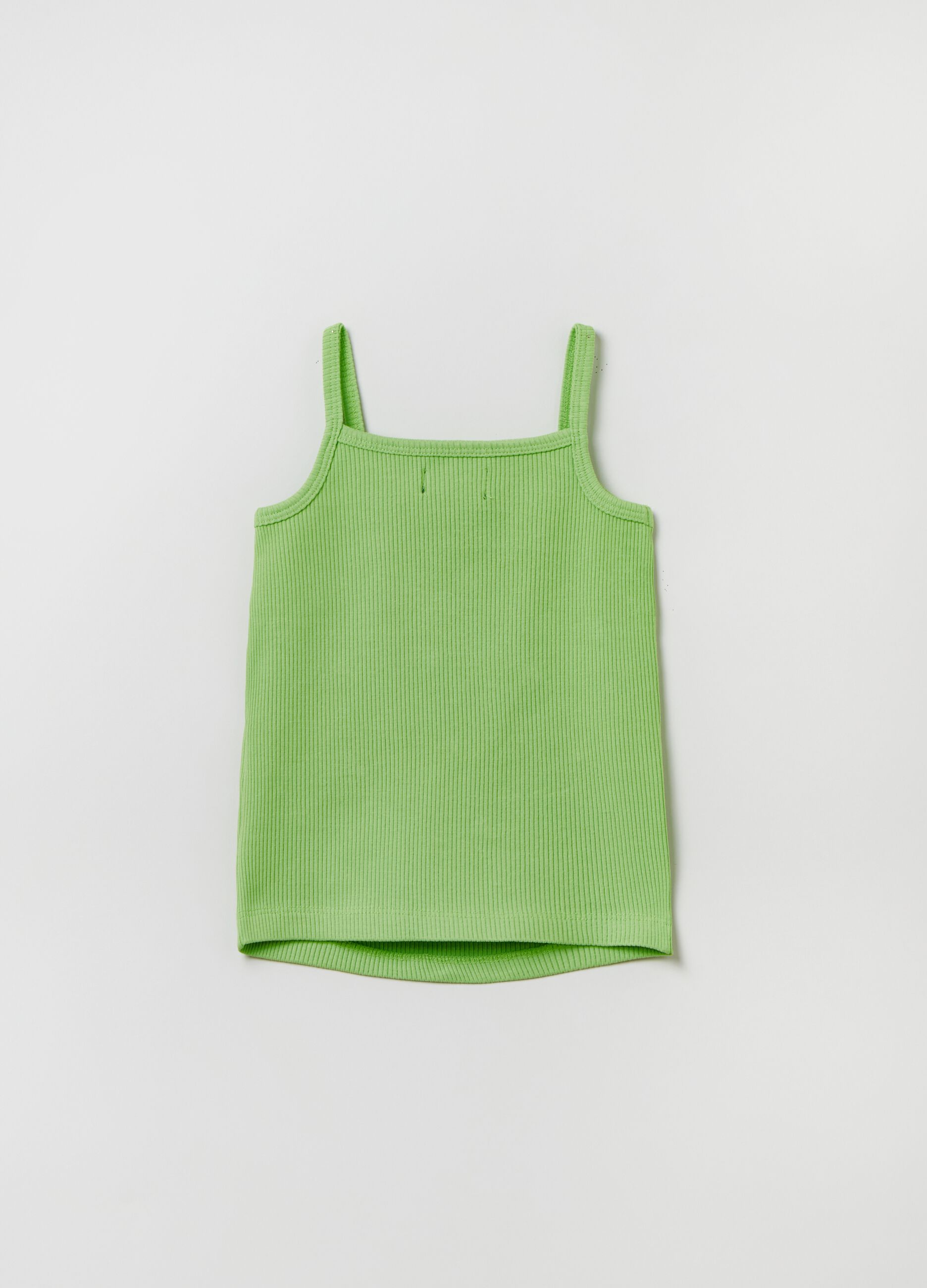 Ribbed tank top with embroidery