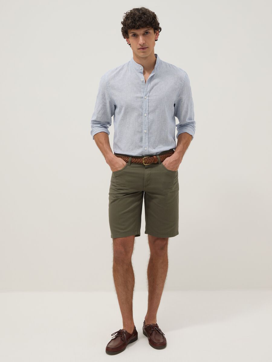 Green pure cotton regular-fit shorts_0