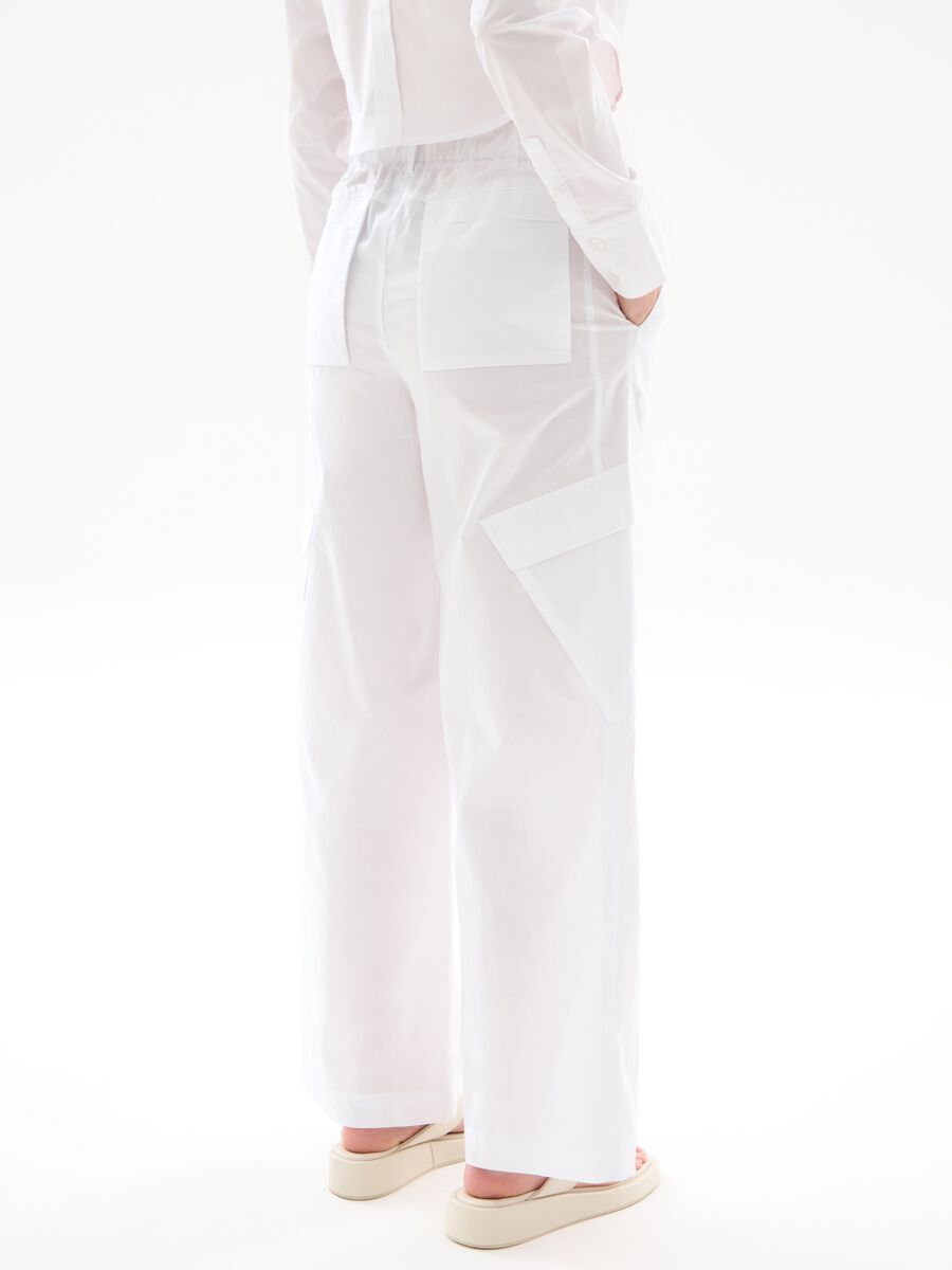 Light Cargo Wide Leg Pants White_3