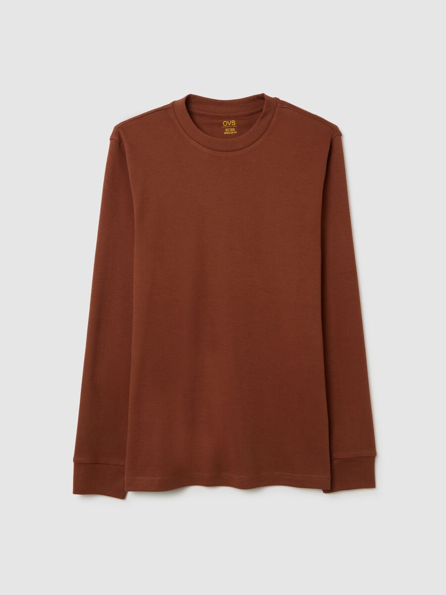 T-shirt in puro cotone marrone regular fit_4
