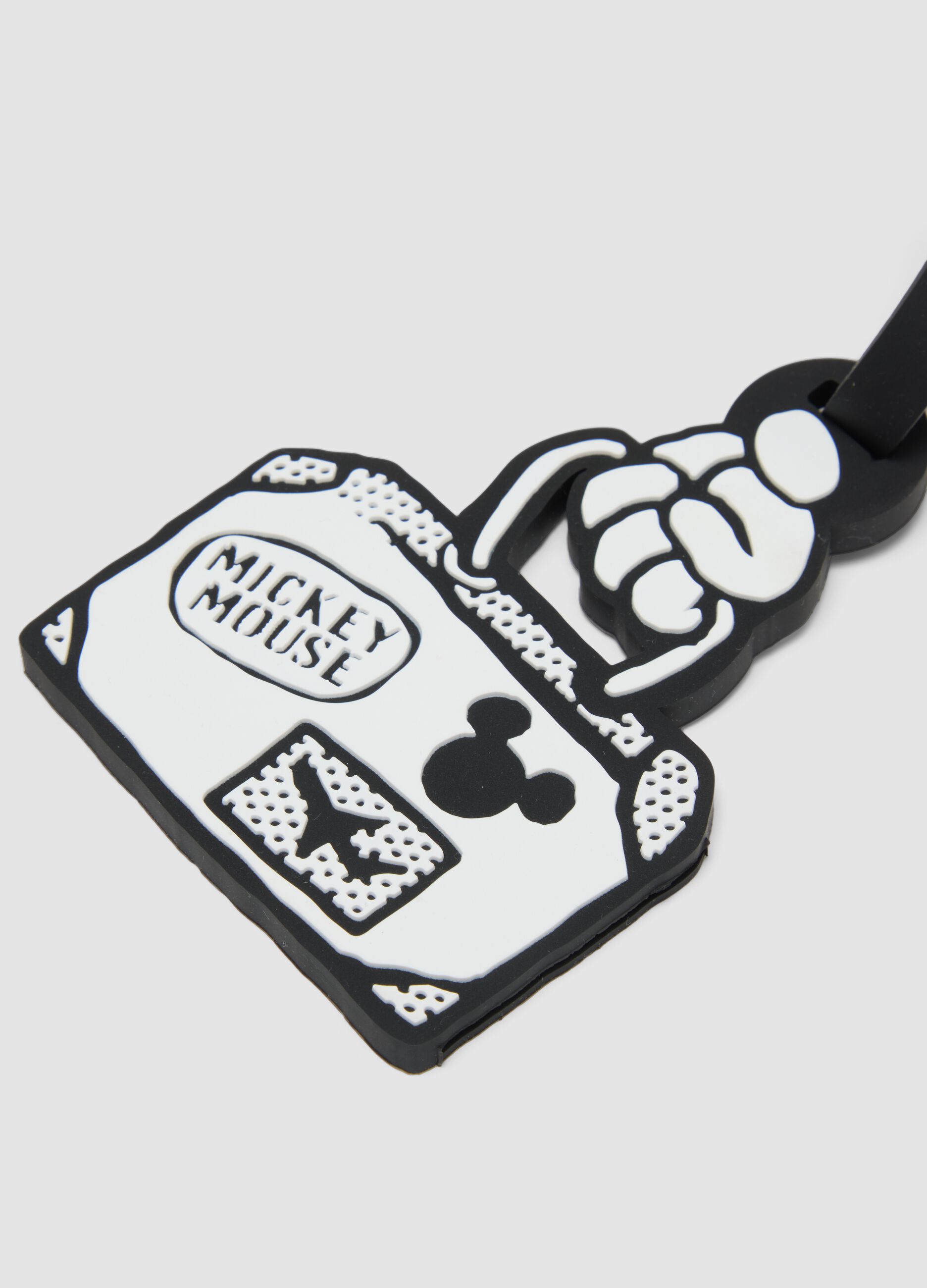 Black and white luggage tag with Mickey Mouse design