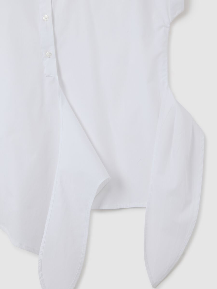 Camicia in puro cotone bianca regular fit con nodo_5