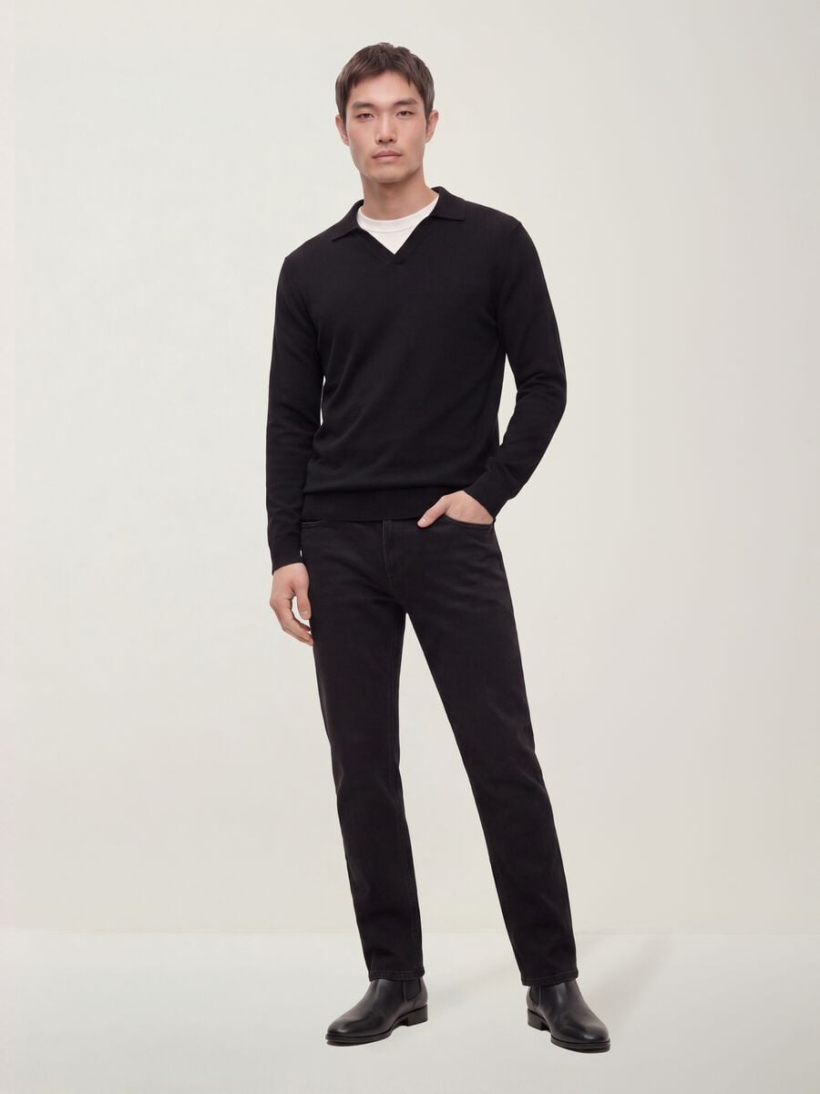 Black regular-fit jeans in a cotton, lyocell and viscose blend_0