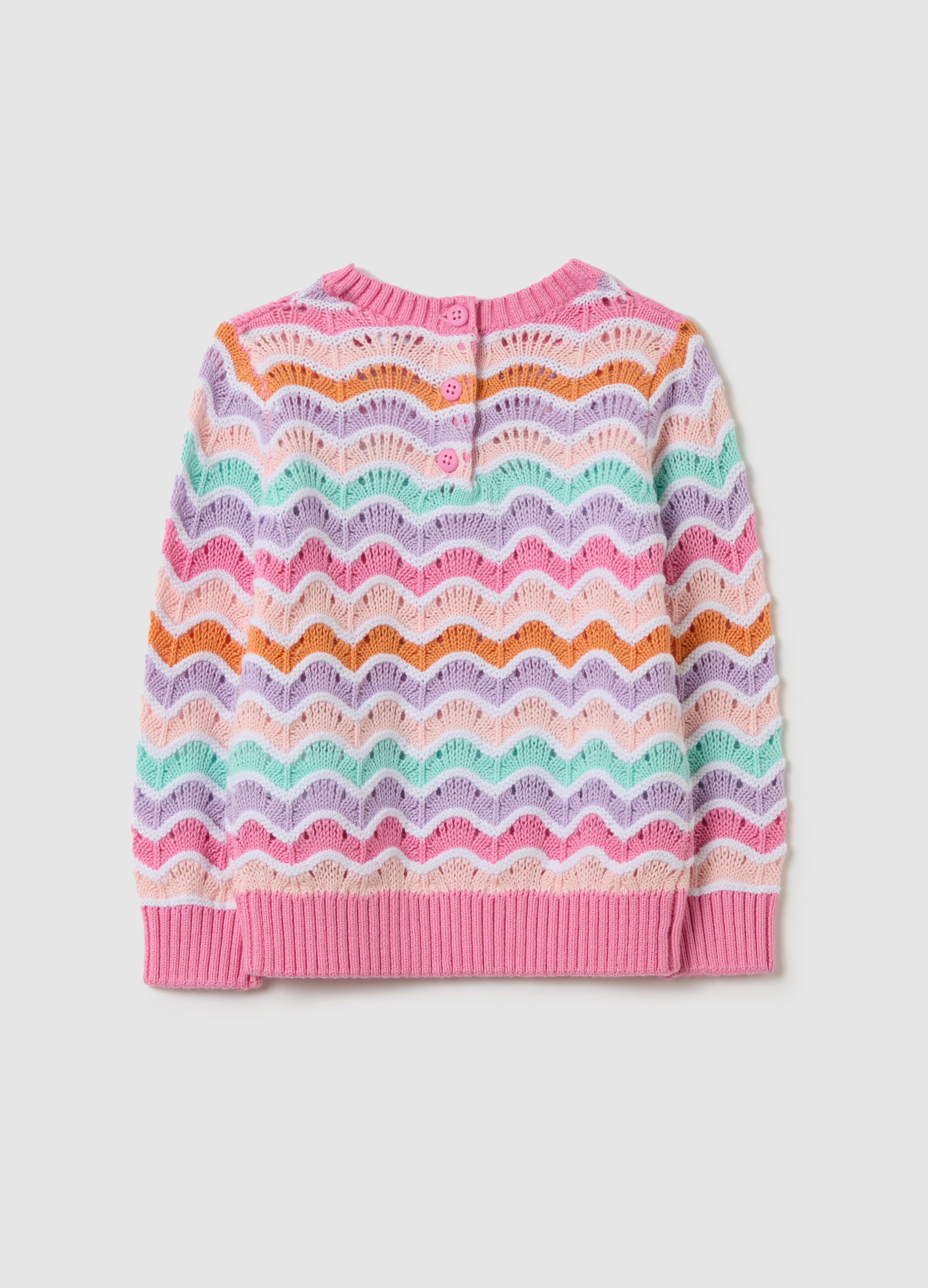 Cotton pullover with openwork design