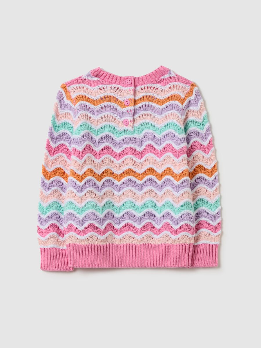 Pullover in cotone con lavorazione traforata _1