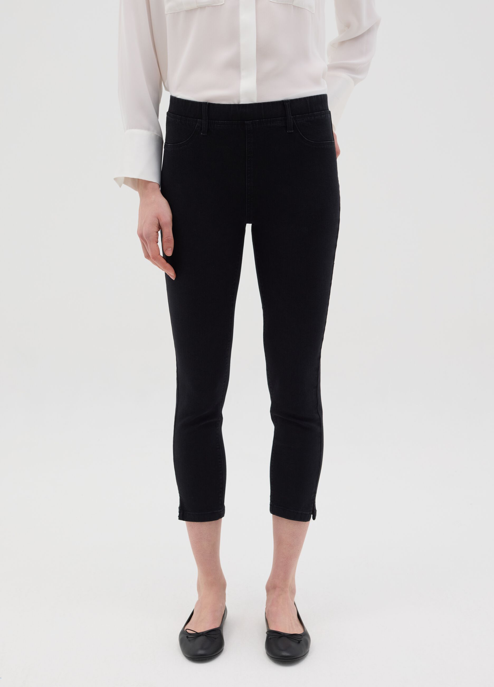 Jeans da donna in misto cotone nero skinny fit