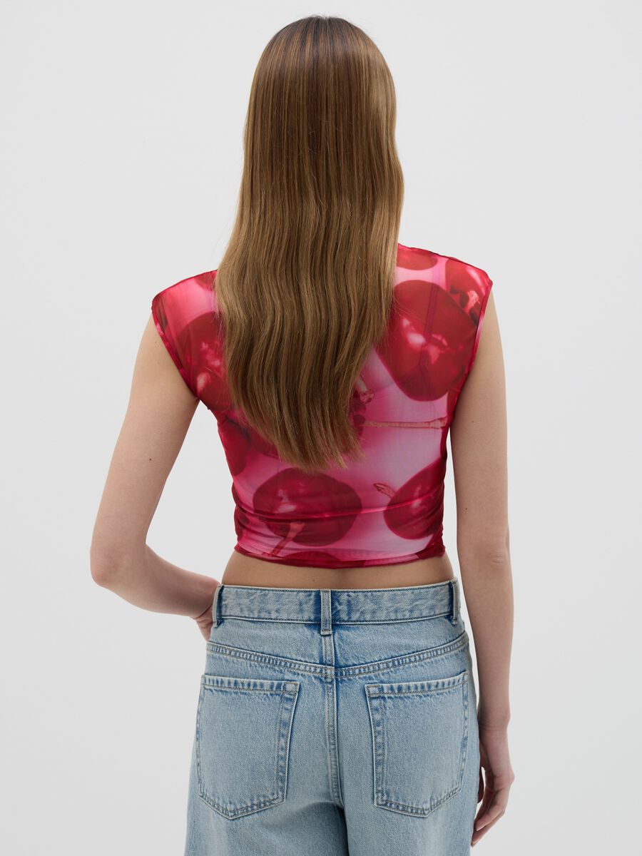 Red tank top in mesh with print_3