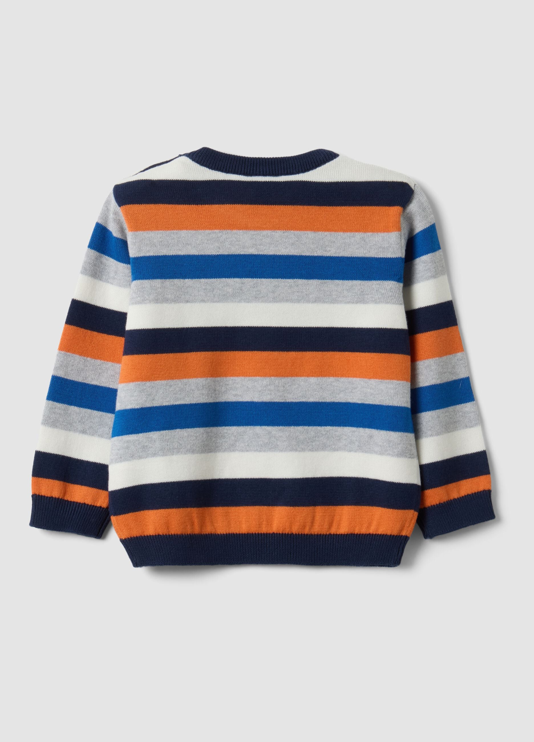 Multicolour striped pure cotton jumper for baby boy