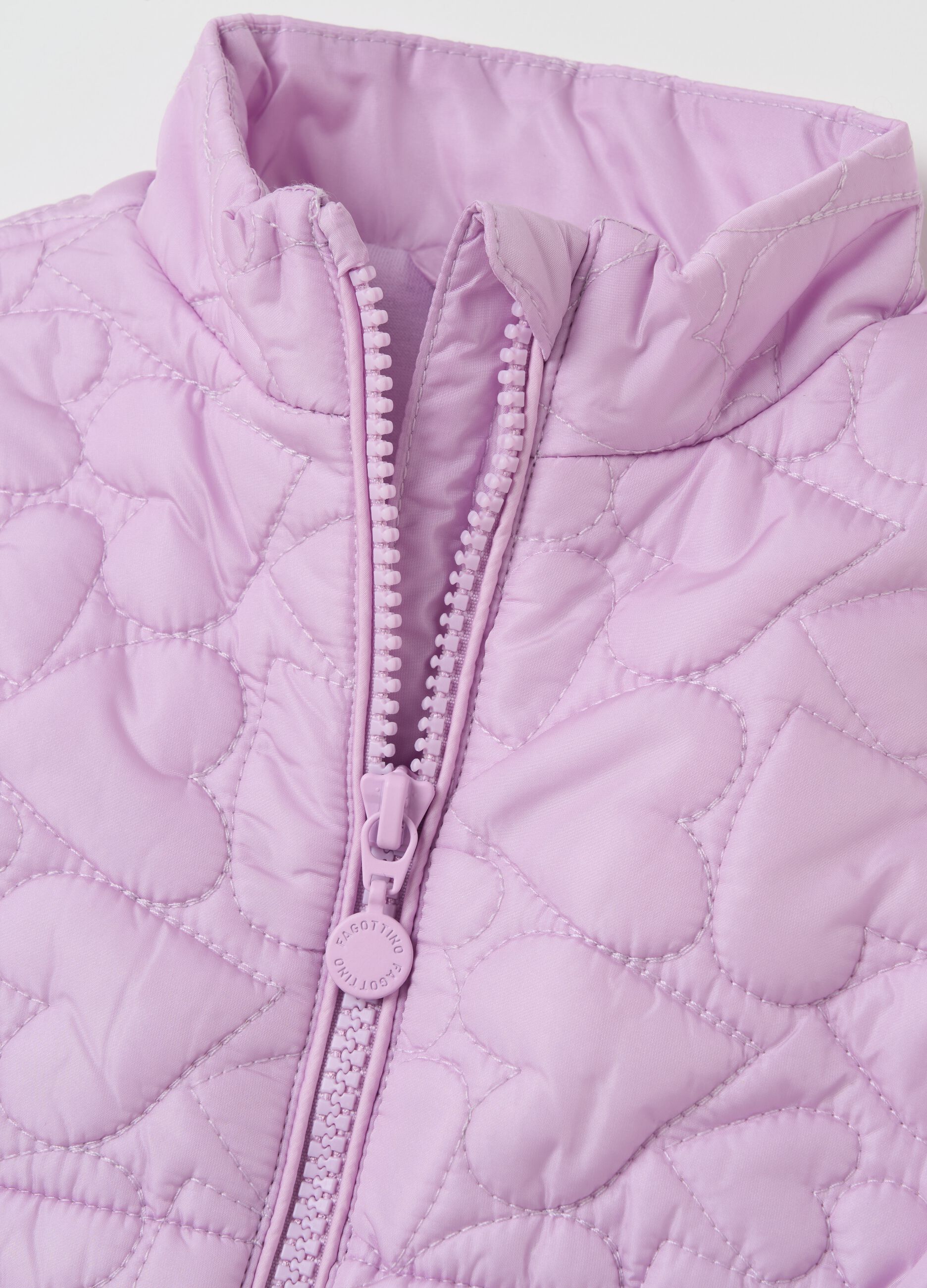 Full-zip gilet with heart quilting