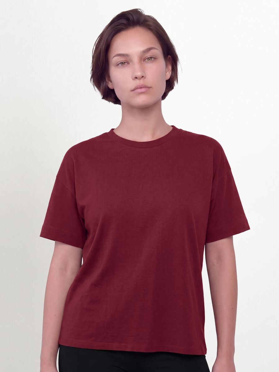 Red crew-neck T-shirt in stretch cotton-modal blend, regular fit_2